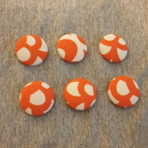 New 6 Coral Pink Off White Abstract Fabric Covered Buttons 1 1/8 inch Embellish - Picture 1 of 4